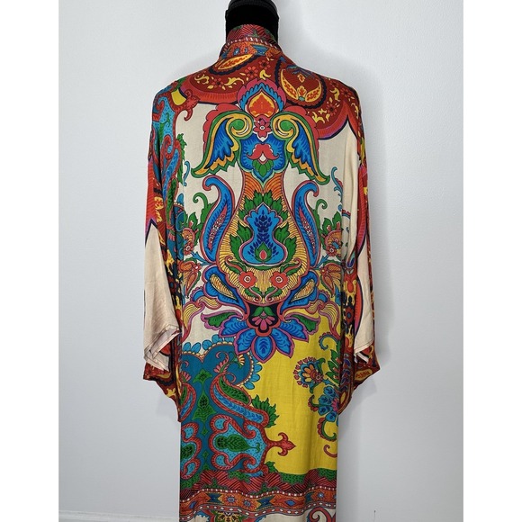 Saachi Long Kimono Duster Paisley OS Boho Dopamine Colorful Artsy‎ - Picture 6 of 11